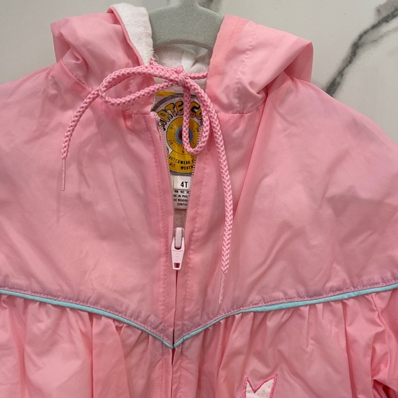 Vintage 80s Pink Climate Control Pink Jacket Heart Bow Design Hoodie - Picture 4 of 8